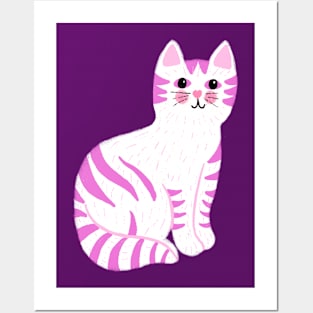 Pink Tabby Cat Posters and Art